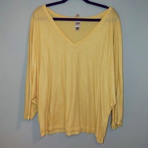 Victoria's secret Victoria Sport Sparkly yellow Dolman sleeve v-neck tee